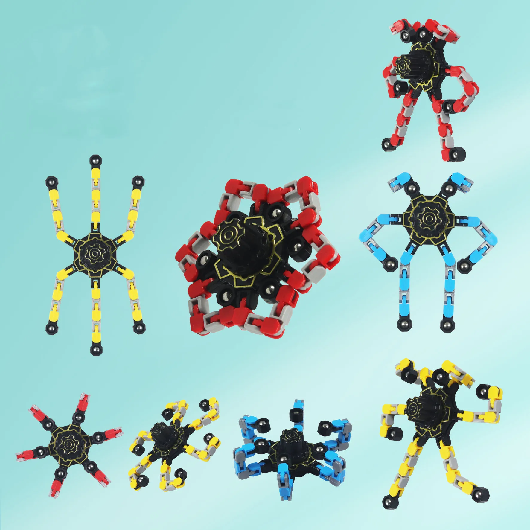 SmallOrders G020233 New product fingertip mechanical gyro decompression chain deformation mecha Variety rotating DIY  Novelties