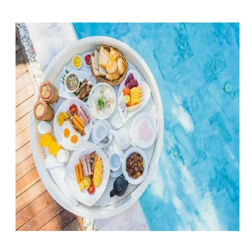 Woven Eco friendly decorative serving tea and coffee rattan tray with minimalist pattern design Ms. Krystal WA +84587176063