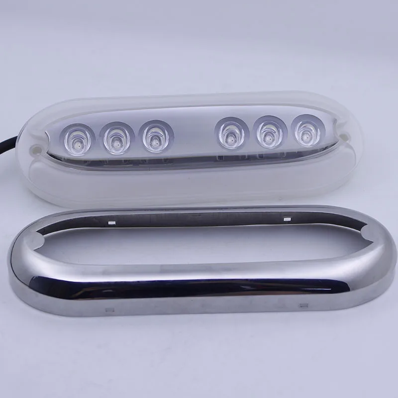 Waterproof Stainless Steel Ring Boat LED Underwater Light Clear Lens Pontoon Marine Boat Transom Light