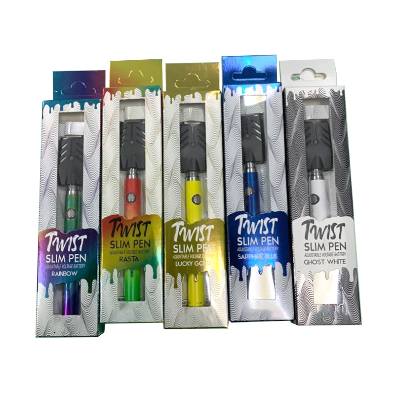 
Private label twist slim pen variable voltage 350mah cbd vapes pen 510 thread battery with micro usb 