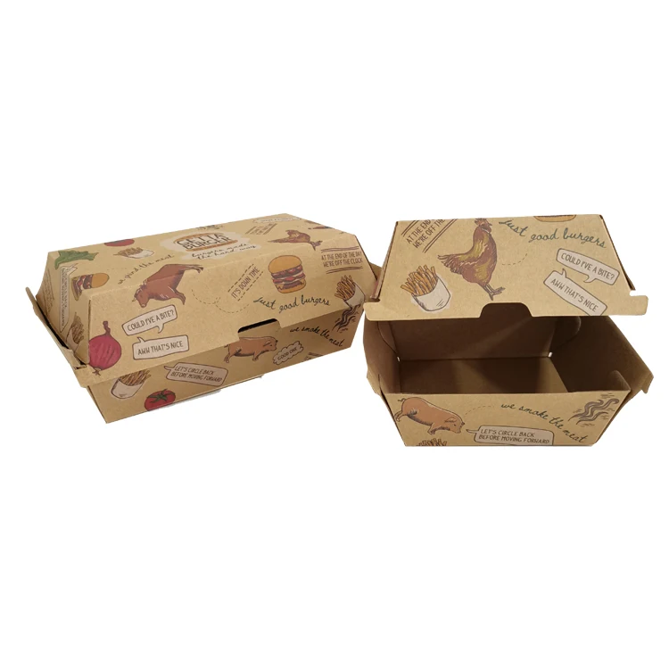 China Factory Take Away Recycled corrugated paper burger box chip box with custom logo printing