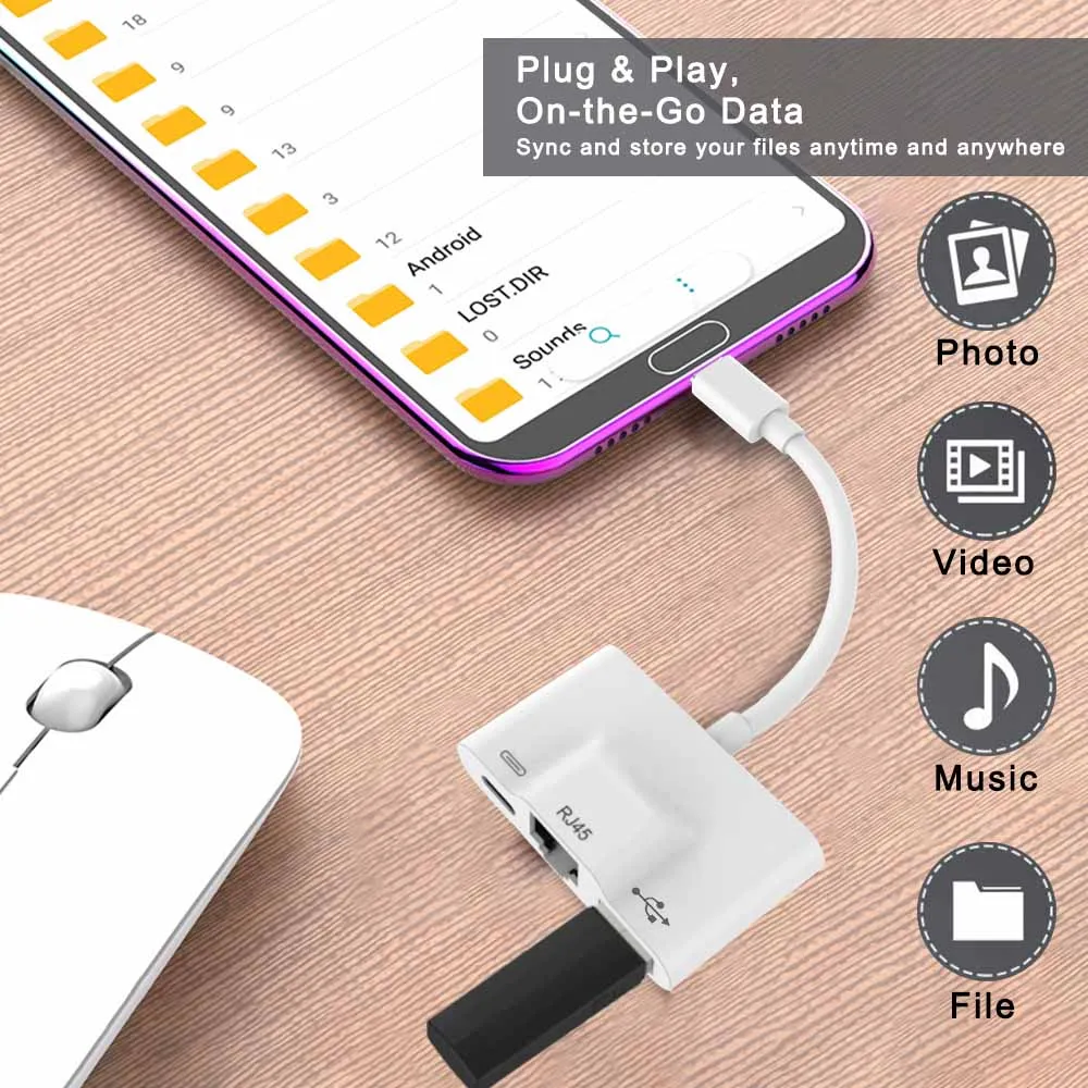 For Tablet Type C USB OTG Adapter Rj45 Ethernet Connector Card Reader OTG Adapter For Samsung iPad