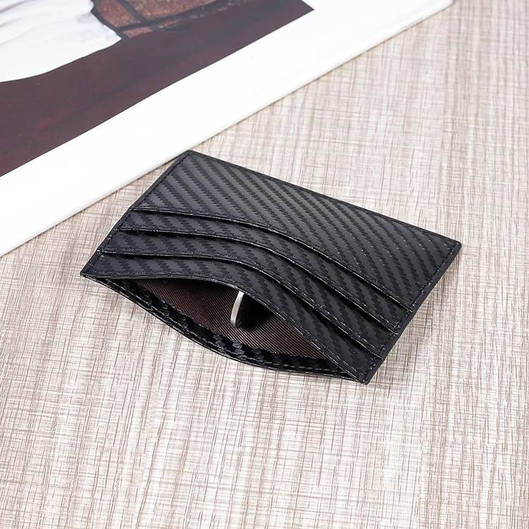 Guangzhou Factory Custom Real Leather Card Case 7Slots Credit Card Carbon Fiber Cardholder