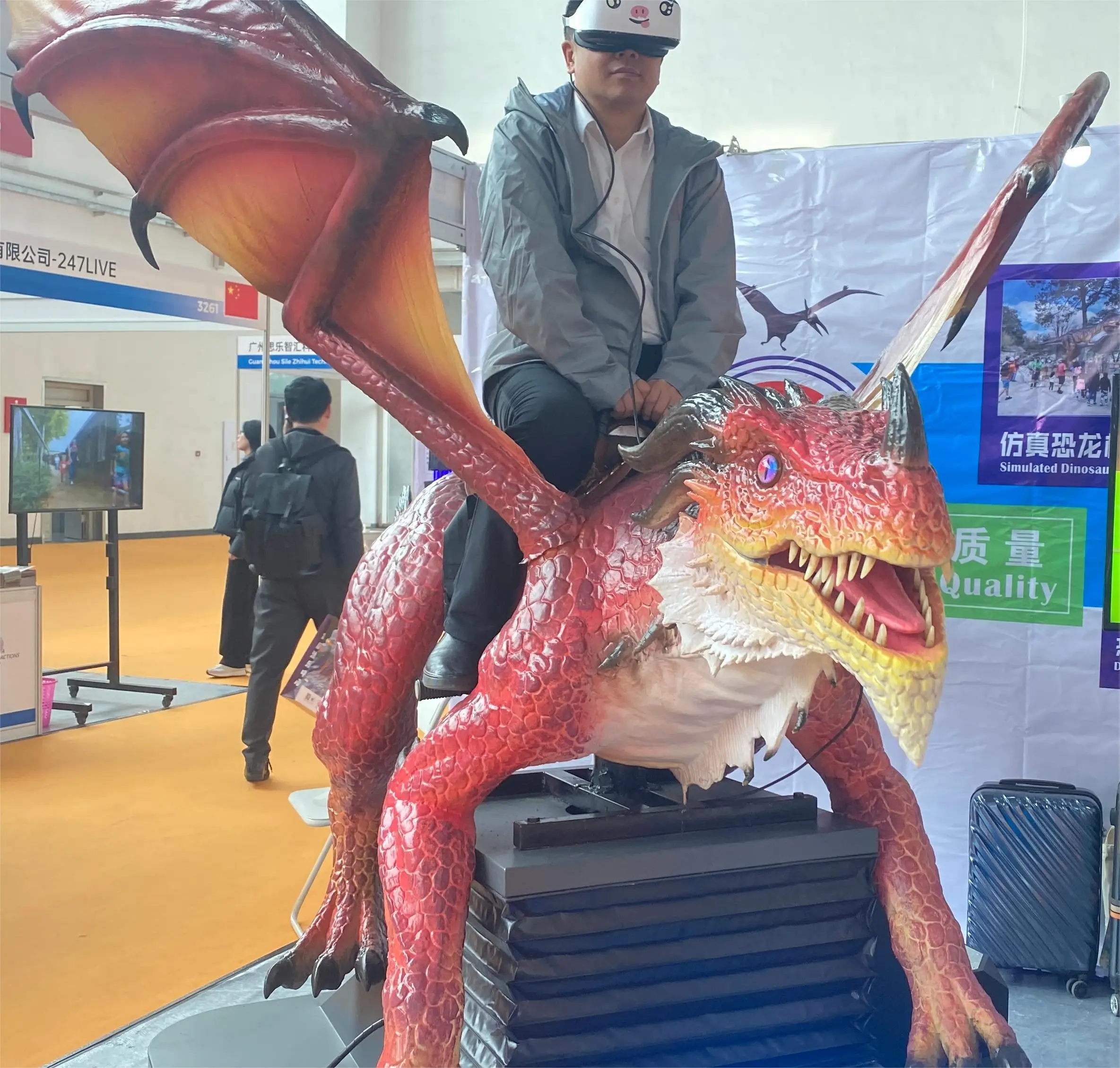 Amusement Park Rides Dinosaur Animatronic Dinosaur Ride Machines for vr game