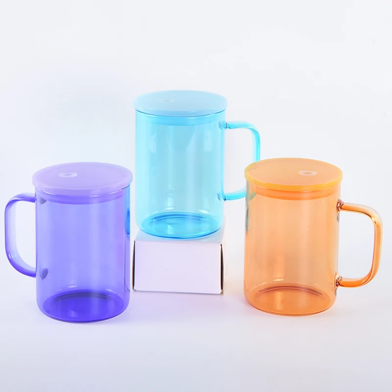 Hot Sale 16Oz 17Oz 20Oz 250Z Colored Smoothie Recycled Iced Sublimation Tumbler Glass Boba Coffee Cups With Straw