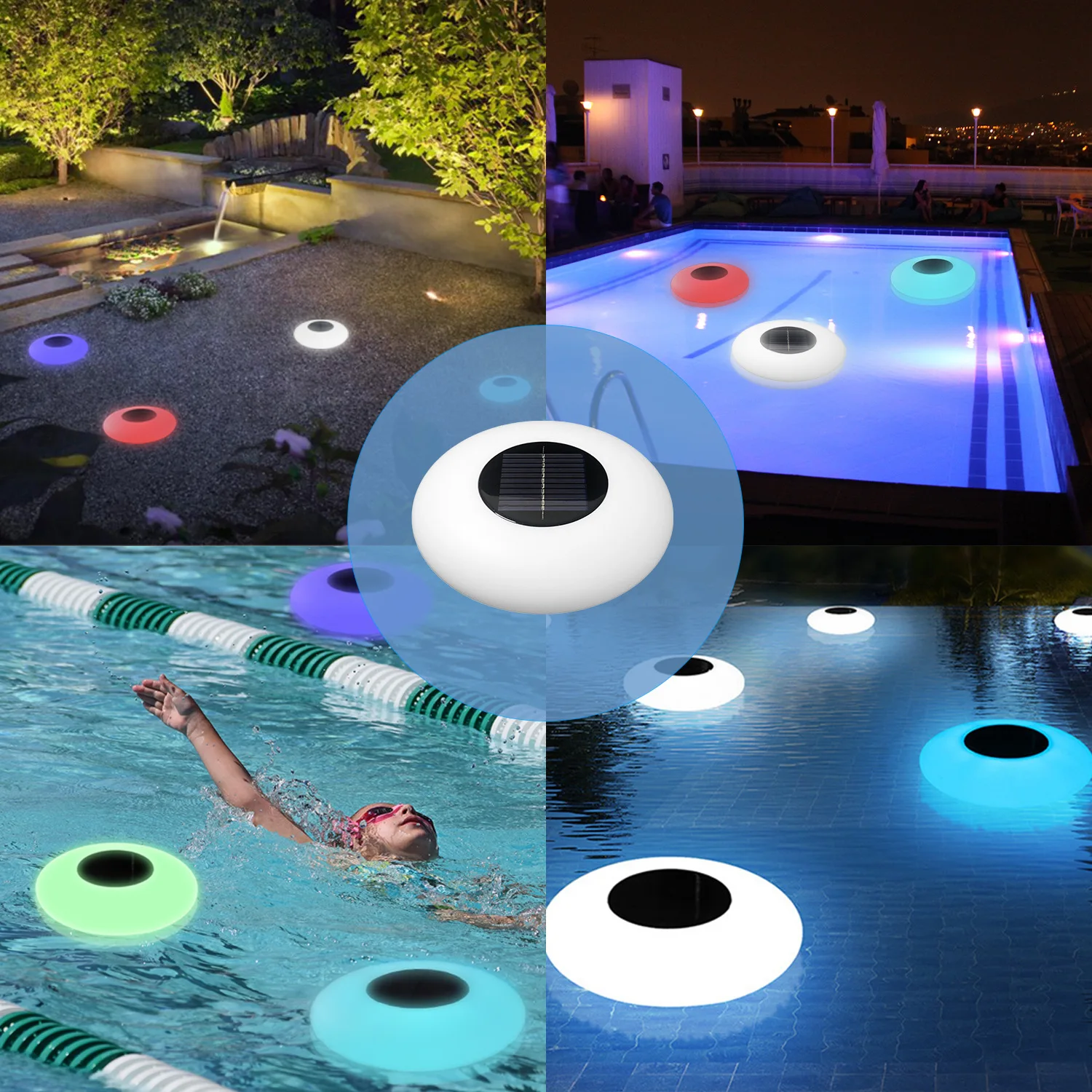 New Solar Water Float Lamp Pool Lamp Outdoor Waterproof LED Lamp Colorful LED Luminous swimming Pool Lights