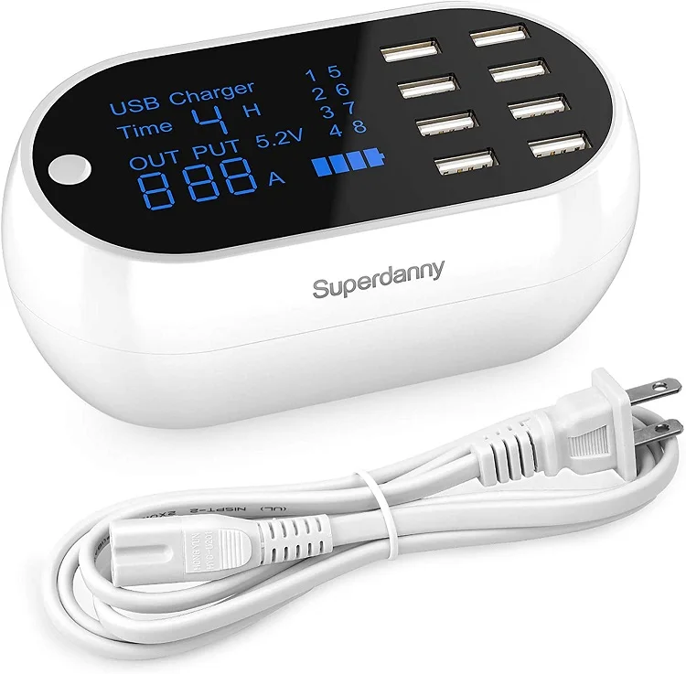 adjustable voltage digital timer display 60w usb hub electric wireless charging phone power station