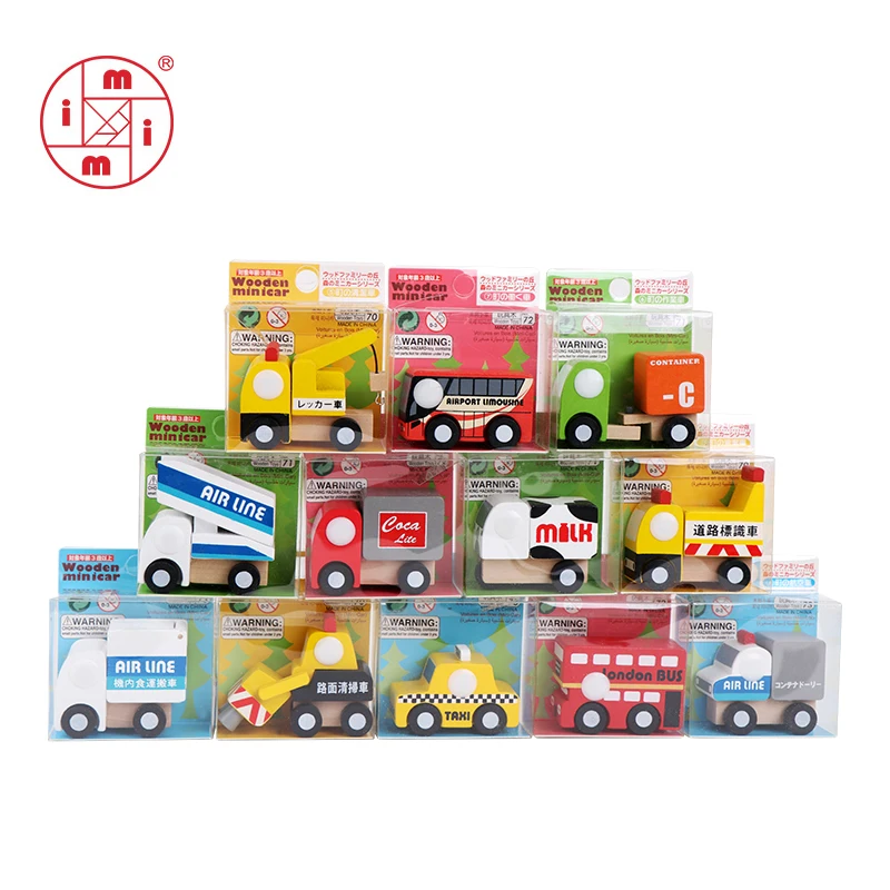 Wooden MINI Car Wooden vehicle car  Wooden Toy Wheels Car set of 12