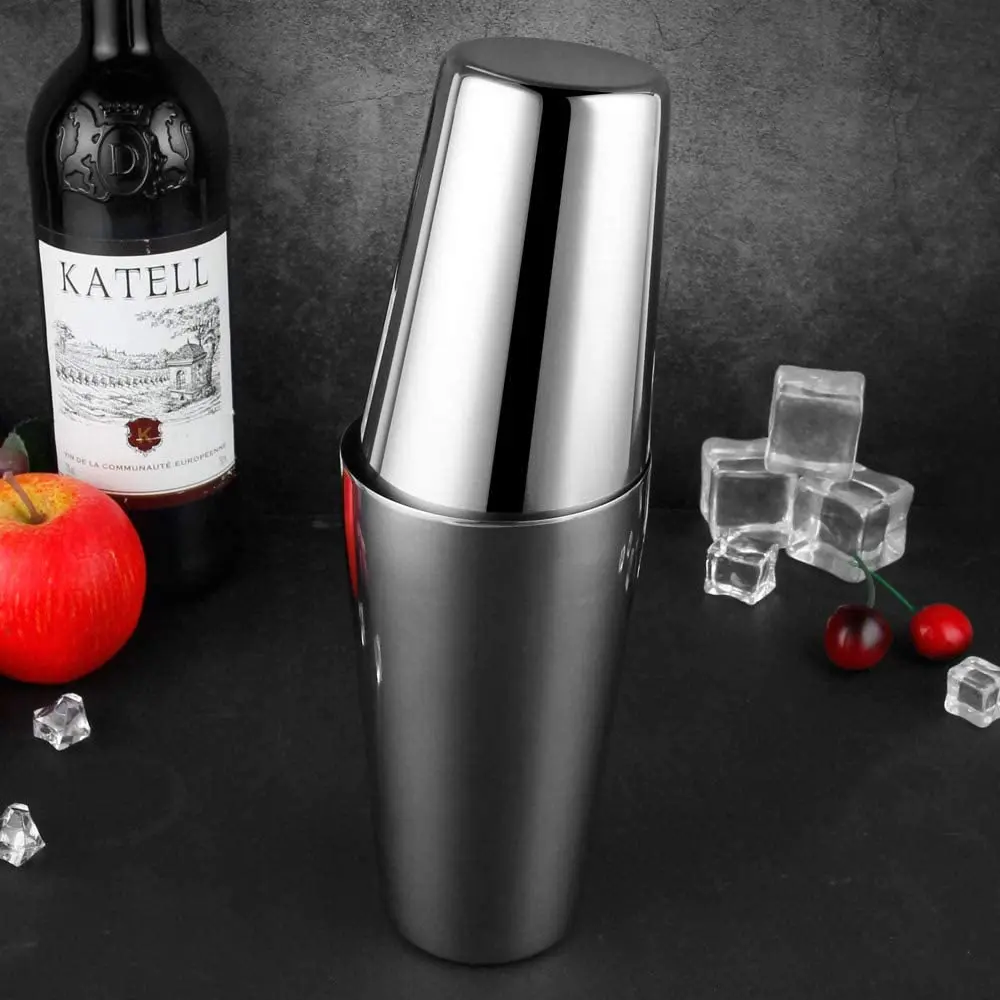 Modern Custom Logo Bartender Tool Stainless Steel Bottle French Insulated Silver Colorful Copper 750 ml Boston Cocktail Shaker