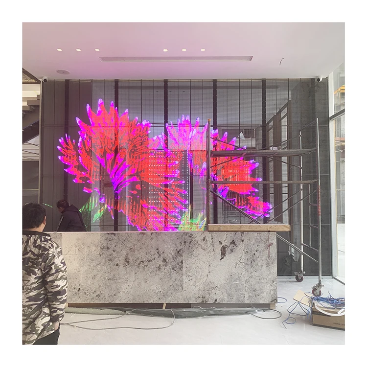 Store Window Advertising  see through led wall ecran transparent forJewellery Shop Restaurant Hotel led transparent screen