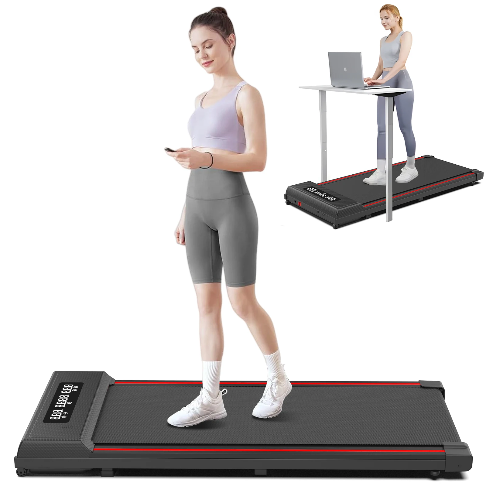 Folding Portable Walking Pad without Handle Mini Under Desk Treadmill Machine Running Fitness Manual Electric GYM  For Home