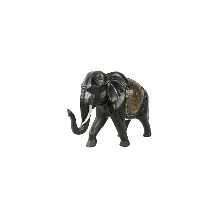 Outdoor Resin Statue Black Wood Walking Elephant Modern Resin Sculpture For House Decor