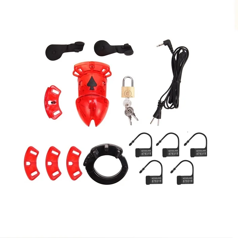Plastic Electric shock sex toy male chastity device slave bondage BDSM FETISH adult game for male