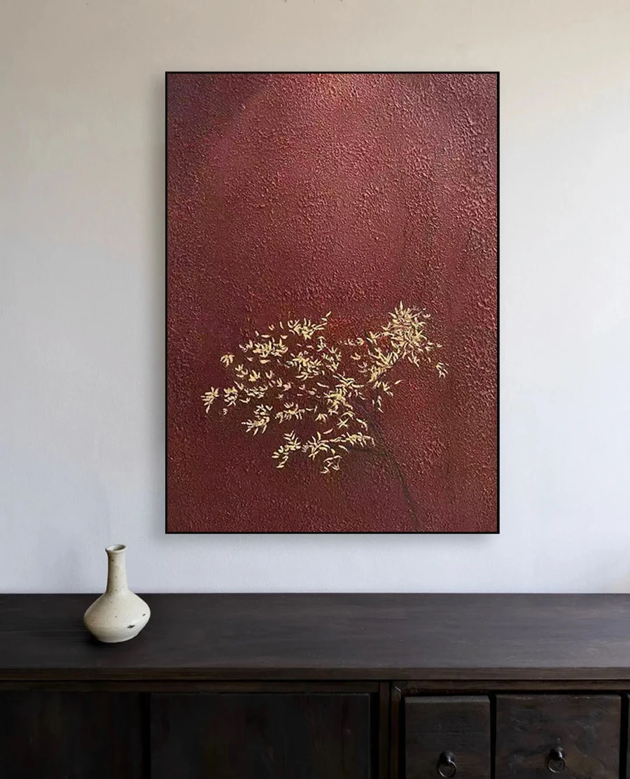 Chinese hand-painted oil painting plant flower  decorative painting hotel mural decorative painting