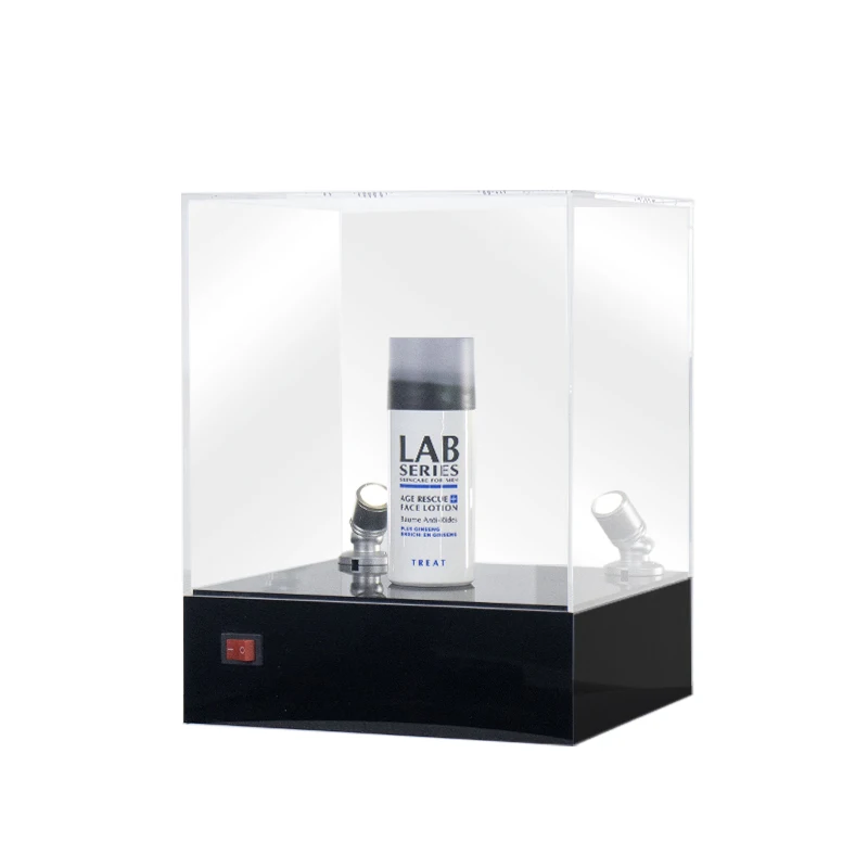 Customized Design Acrylic Transparent Clear Display Box With Led Spot Lights