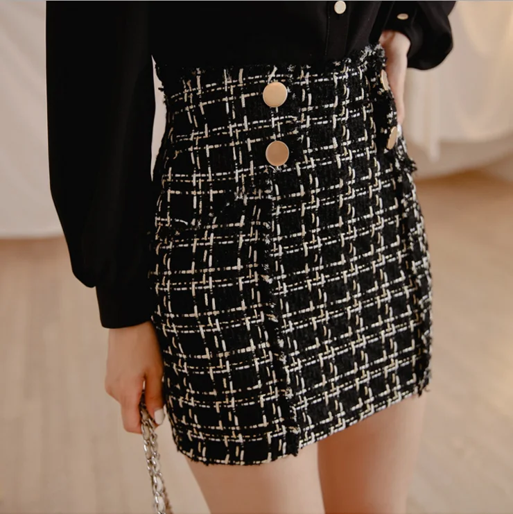 2021 New Two-piece suit OL Business Attire temperament shirt fashion lapel single-breasted chain blouse lantern sleeve Top+Skirt