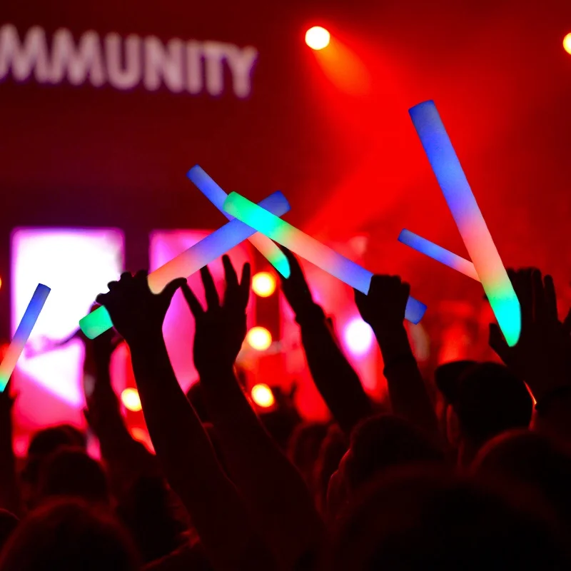 Мигающий белый светящийся светодиодный логотип концерт Светящиеся Свадебные многоцветные пенные палочки для вечеринки