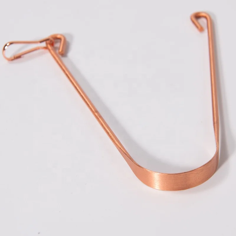 Home travel home use real pure copper tongue scraper with packaging premium quality copper tongue cleaner scraper
