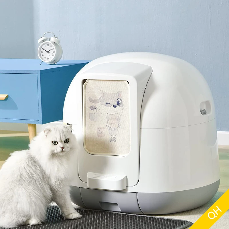 Wholesale White Plastic Smart Cat Toilet Fully Enclosed Automatic Cat Litter Box