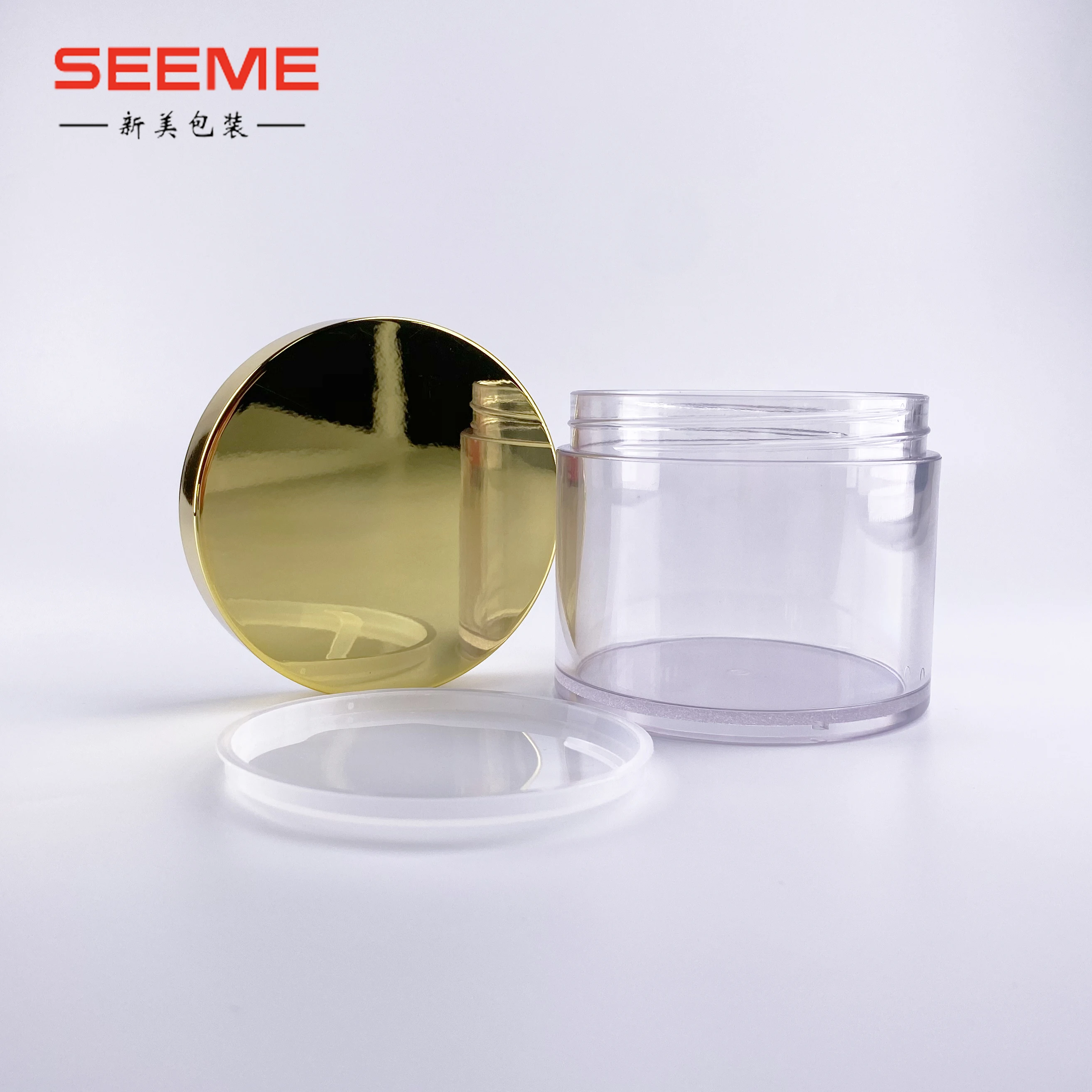 8oz Packaging Container Cosmetics Transparent PETG jar with gold cap for Hair Cream products