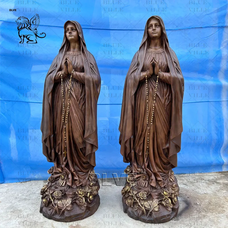 BLVE Custom Size Religious Our lady Lourdes Statue Brass Casting Statue Bronze  Virgin Mary Sculpture