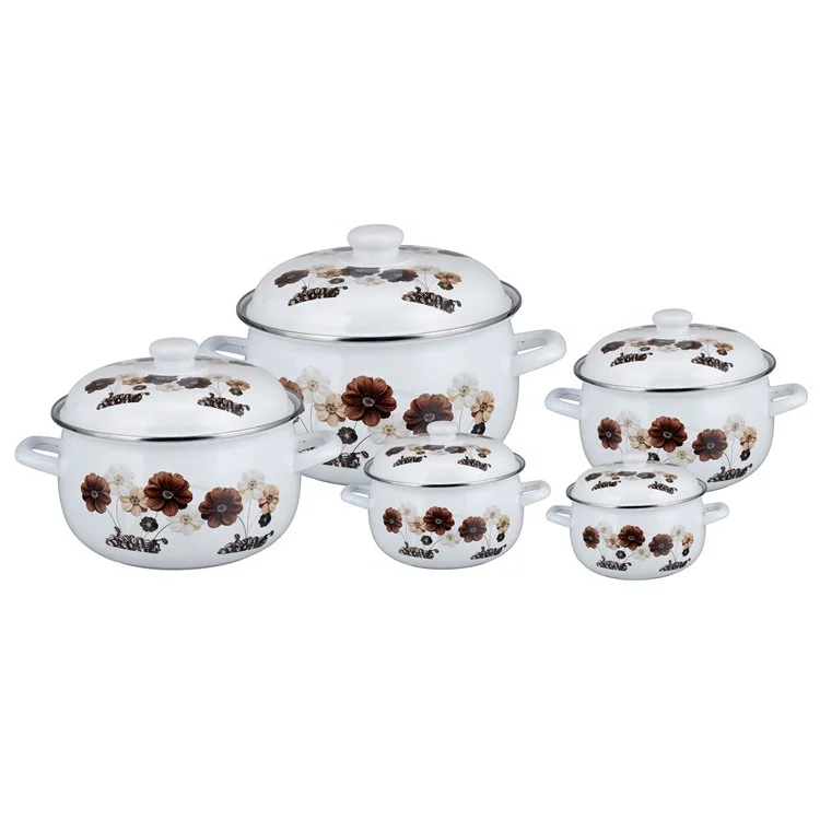 Zhili New Product 806D Kitchen Set Cookware Enamel Pot Set With Hollow Handle