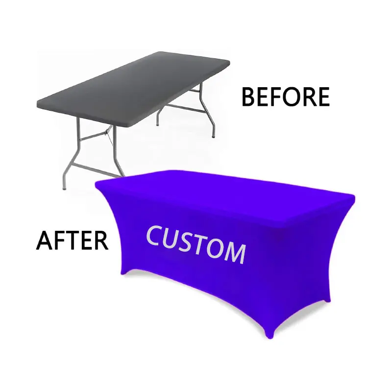 Wholesale Custom Printing Rectangular Solid Fitted Stretch Spandex 6 Foot Protector Table Cloths Cover for Party Events