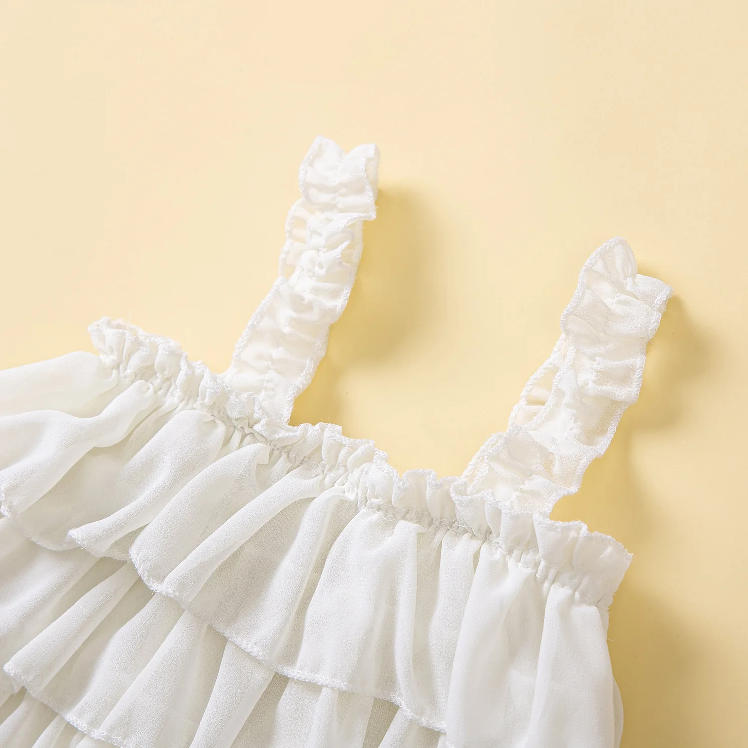 Beautiful Lace Up Chiffon Ruffles Top Denim Shorts 2pcs Clothes Set Lil Girls Clothes Set Summer