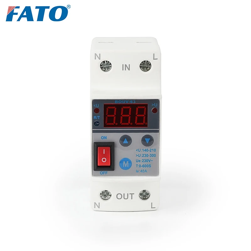 Fato Din Rail Digital Electric Voltage Protector Adjustable Over Under Voltage Protection 40A 230V