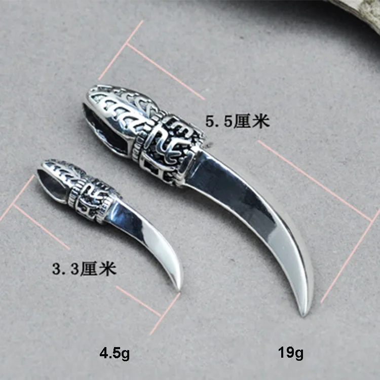 Thai Silver Wolf Teeth 925 Sterling Silver Necklace Wholesale Vintage Silver Men Pendant