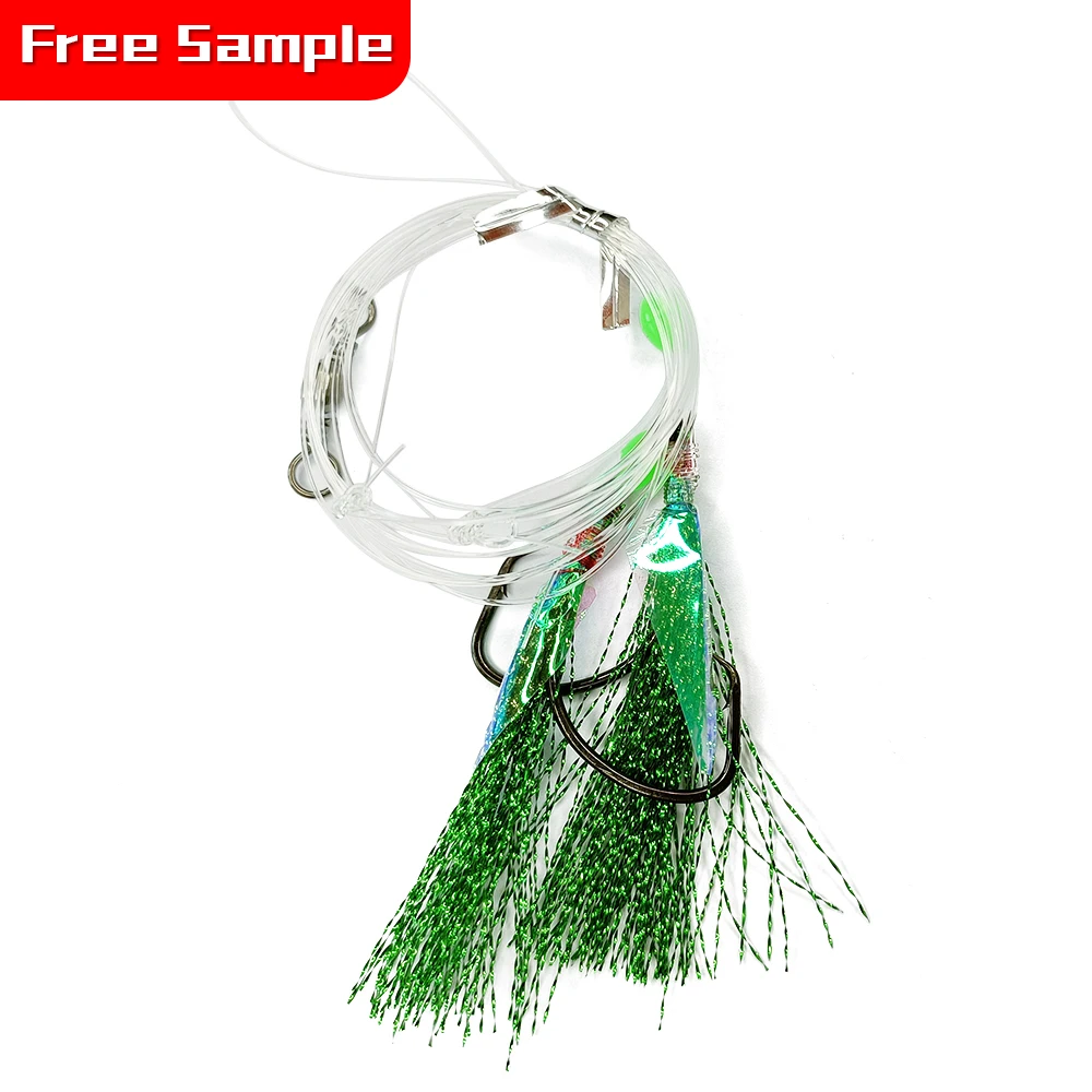 Newbility #4 #3/0 #5/0 #7/0 Tuna Trolling Fishing Teaser Rig Bait flasher rigs with luminous bead