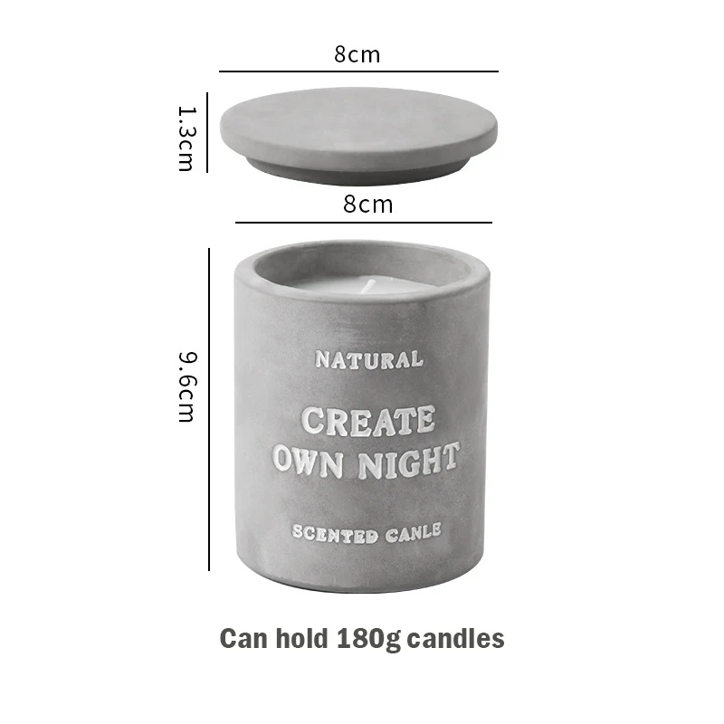 Custom Logo Engraved Ceramic Concrete Candle Container Unique Cement Candle Jar
