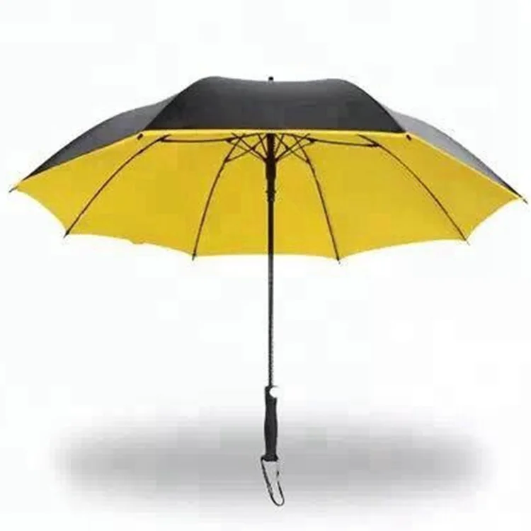 golf umbrella with custom logo print 2 canopy 60 inch Black UV fiberglass ribs windproof auto open straight golf umbrellas