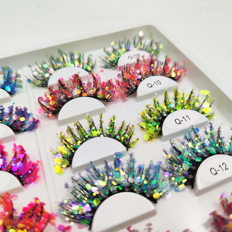 Wholesale dressing dramatic Glitter in bulk faux full long mink strips lashes 20 pairs 3d false eyelashes