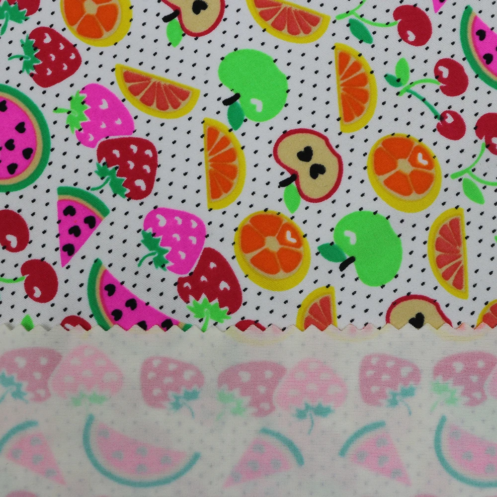 High Quality Elastic Cute Fruit Pattern Custom Digital Printed Spandex Polyester Fabric
