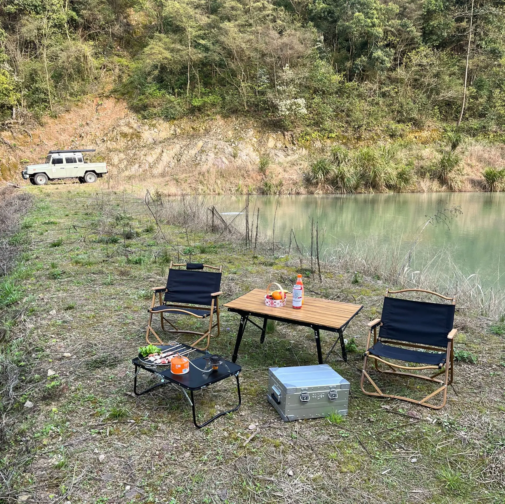 Hispeed Lightweight Portable Aluminum Frame Foldable Outdoor Picnic Folding Grill Mesh Bbq Iron Net Camping Table