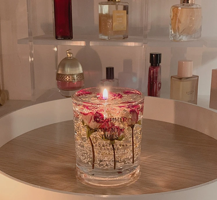 Luxury Design Multi Fragrance Natural Dried Flower Soy Wax Jelly Scented Candle In Wholesale Scented Luxury Jar Gift Set Candles