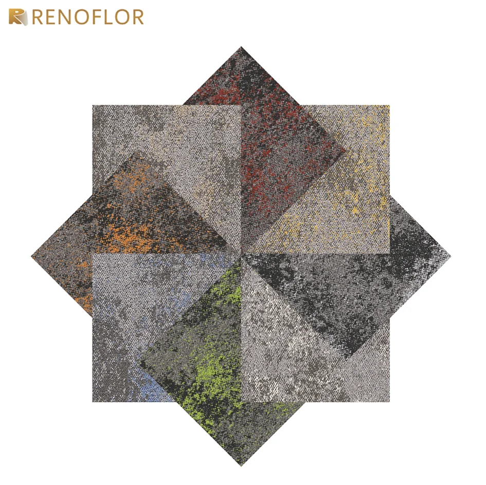 Free Sample Luxury Interlocking Commercial 50x50cm Office Square Bitumen Backing Polypropylene Carpet Tile for Meeting Room