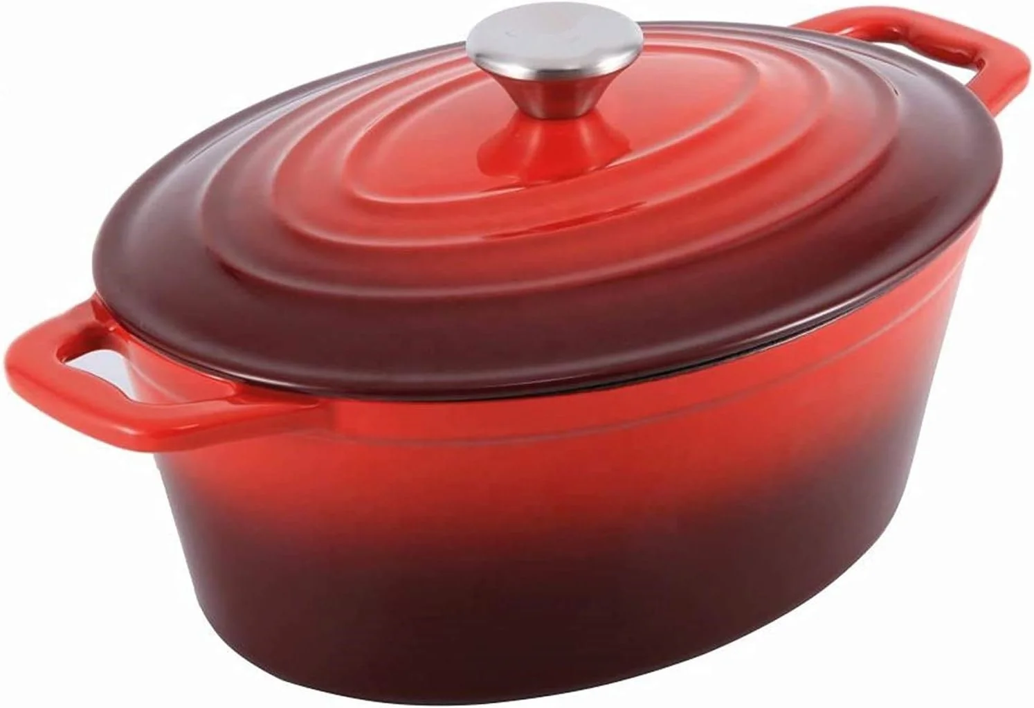 Non-stick Enamel Coated Cookware Oval Cast Iron Turkey Roaster Pot Dual Handles Dutch Oven for Cooking Bread Baking