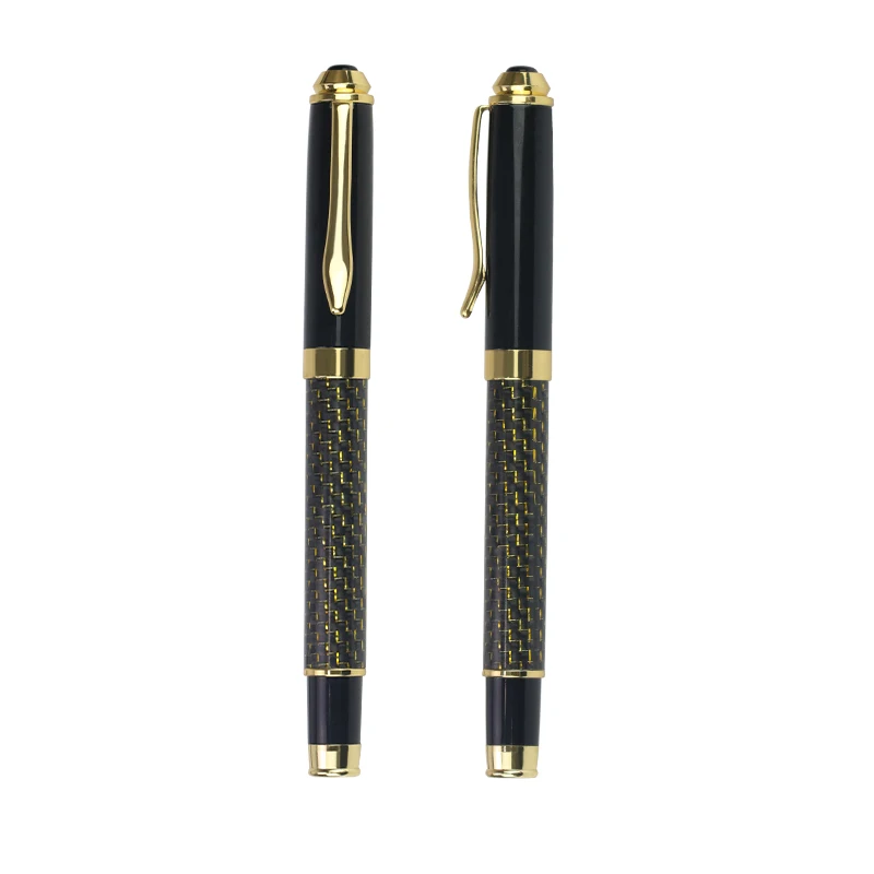 Luxury Business Gift Gold Carbon Fiber Ballpoint Pen Roller Pens With Custom Logo