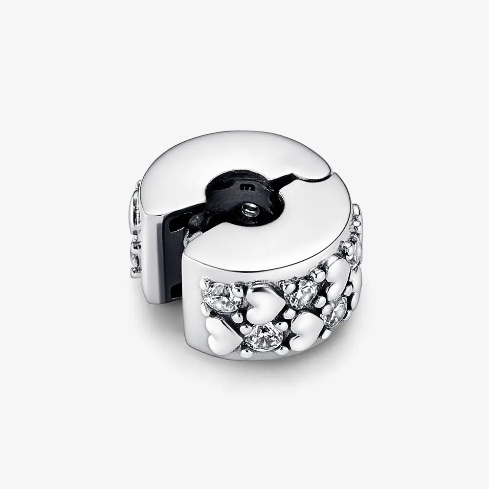 Factory Wholesale New 925 Silver Charm Heart Bright Love Eternal Fixing Clip