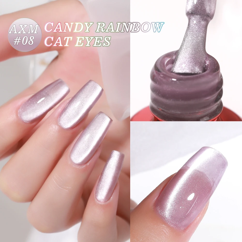 AS Starry Glimmer Glitter Polish Paint Uv Led Cat Eye Lot Nail Polish Colors 15ml Aurora Rainbow Jelly Cat Eye Gel Polish