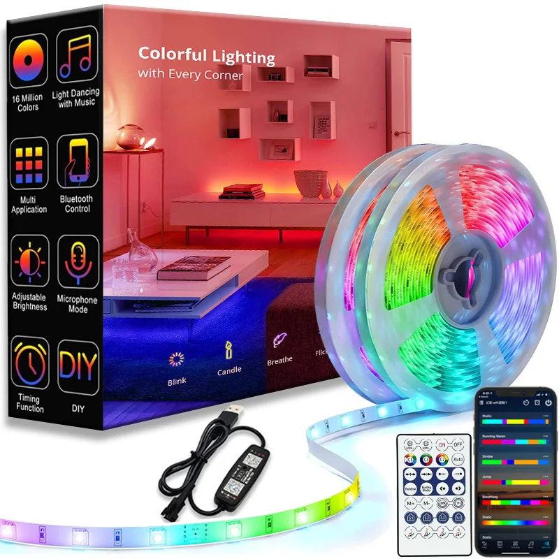 Комплект смарт-освещения для телевизора удаленное приложение SMD 5050 RGB WS2812B USB LED TV аксессуары вечеринки подсветка