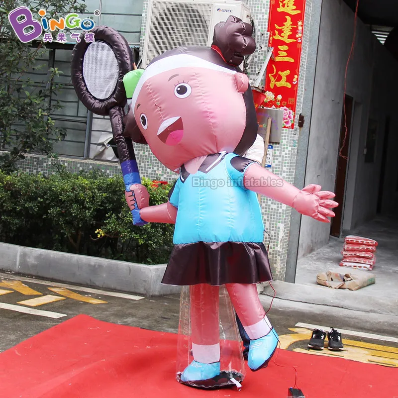 Customized 2 M Giant Inflatable Badminton Player Model Advertising Inflatable Sport Girl Cartoon Design For Events Decor