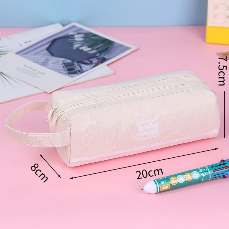 Large-capacity pencil case with handle creative and multifunctional double-layer pencil case pupil pencil case