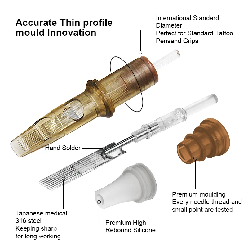 XJ 20pcs 0.3mm 0.35mm Microshading Microblading Tattoo Cartridge Needle Cartuchos De Tatuaje 316 Tattoo Needles Cardridges