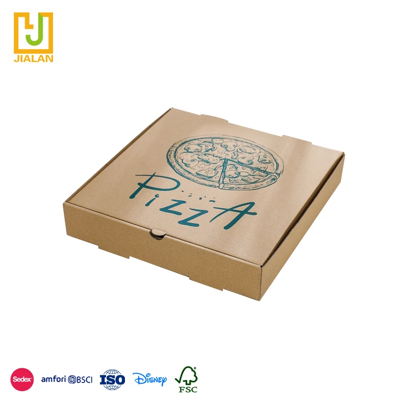 Food grade custom logo paper pizza box printing corrugated paper kraft pizza box