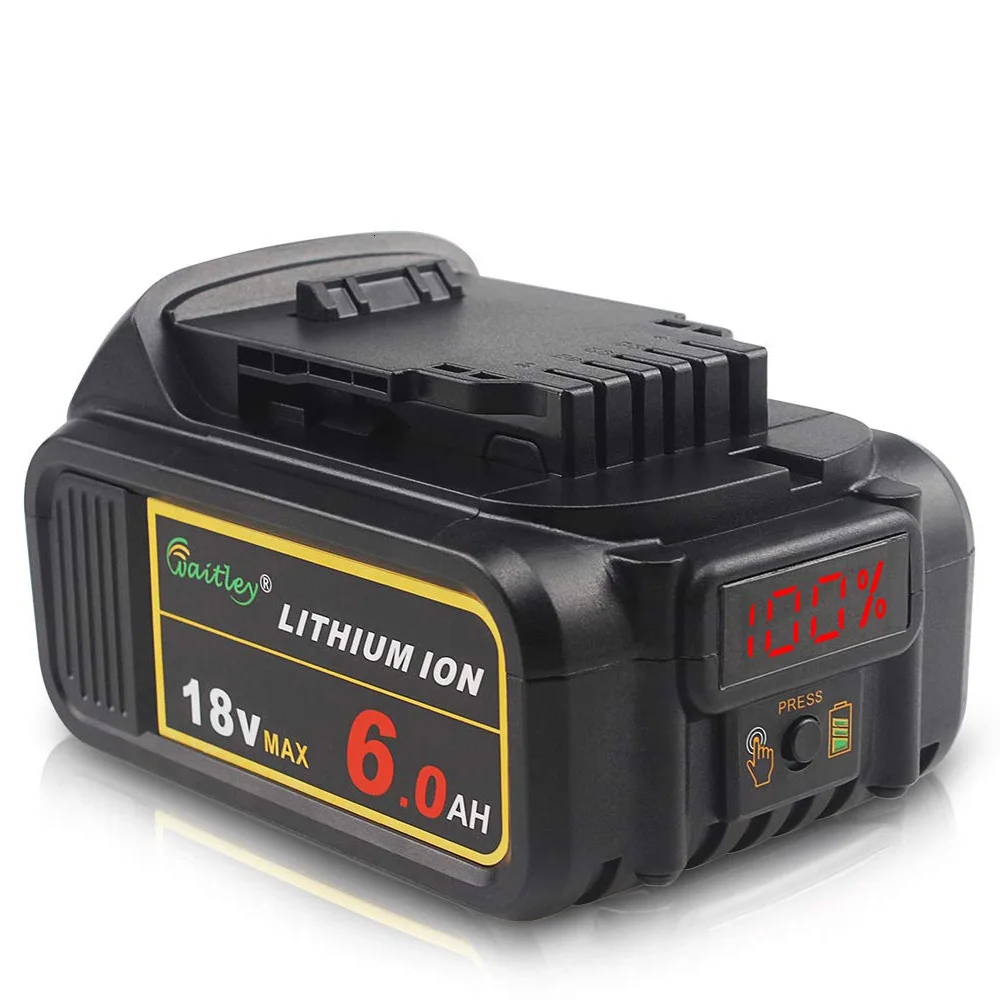 Waitley BCD184 18V 6Ah 6000mAh Replacement Battery Lithium Batteries for DeWalt 18 V and 20V MAX XR power tool