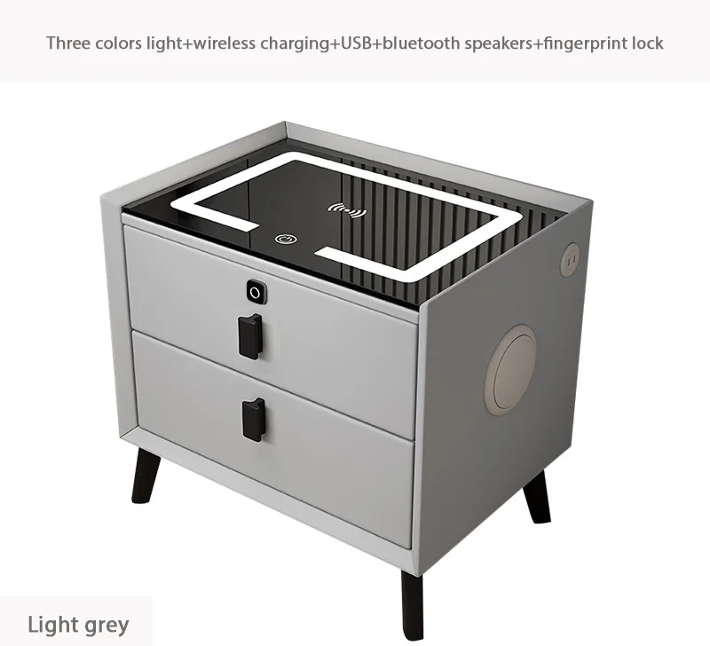 Hanyee 2023  Bedside Table,Wireless Charging Led Light,Usb Port,Bluetooth Speaker Home Furniture Smart High-end Multifunctional