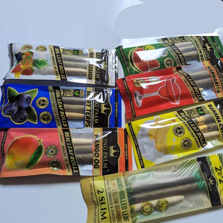 custom mylar bag 3X4 flavor rolling cigar wraps packaging with display box hand rolling roll burley tobacco bag